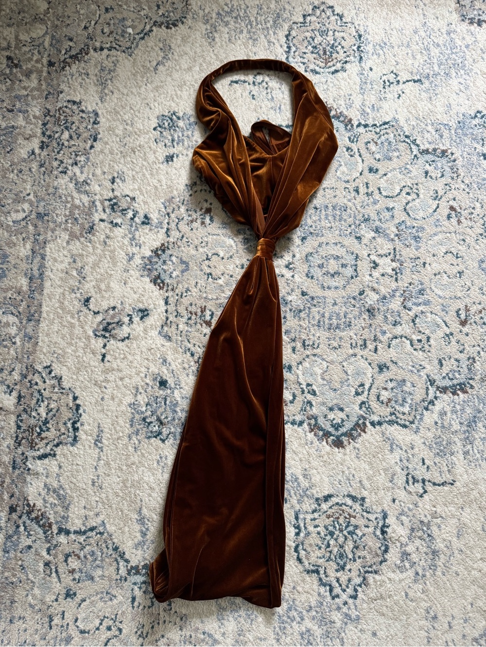NWT SER.O.YA Vika Velvet Bodysuit Sleeveless Halterneck Brown Orange Marigold XS - Picture 4 of 8